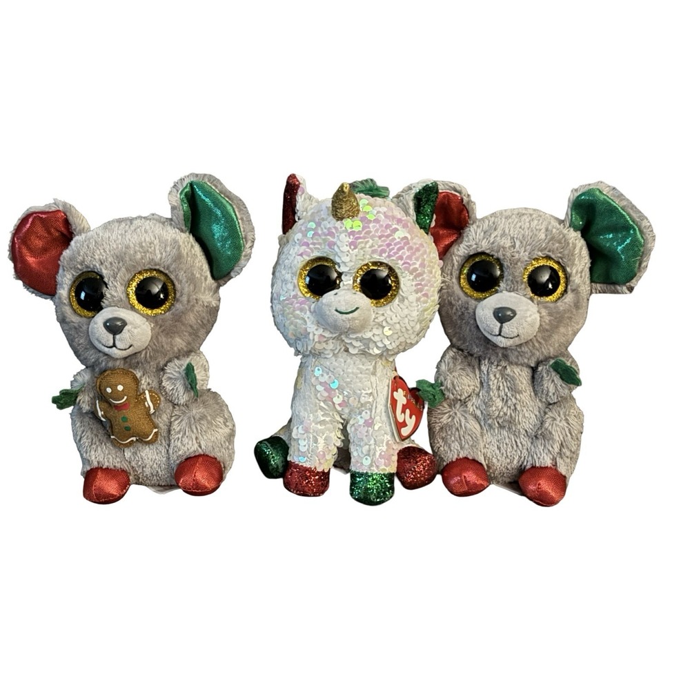 TY Beanie Boos Christmas Lot Stardust 2Mac Stuffed Animal Plush TySilk 7"